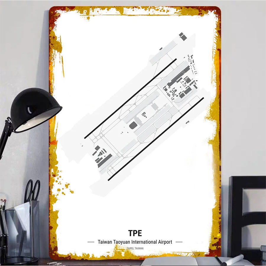 China Taiwan Taoyuan International Airport TPE Layout Decorative Iron Painting Modern Minimalist Home Wall Decoration