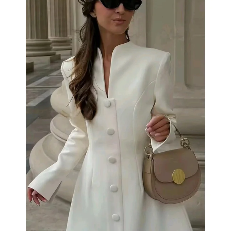 กระโปรงทรงเอวสูง คอตั้ง แต่งกระดุม ดีไซน์จีน สำหรับผู้หญิง รุ่นใหม่ประจำฤดูหนาว