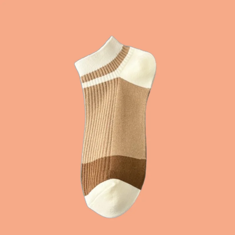 3/5 Pairs Double Needle Men's Boat Socks Casual Striped Cotton Socks Contrast Color Men's Simple Socks Spring and Summer Socks