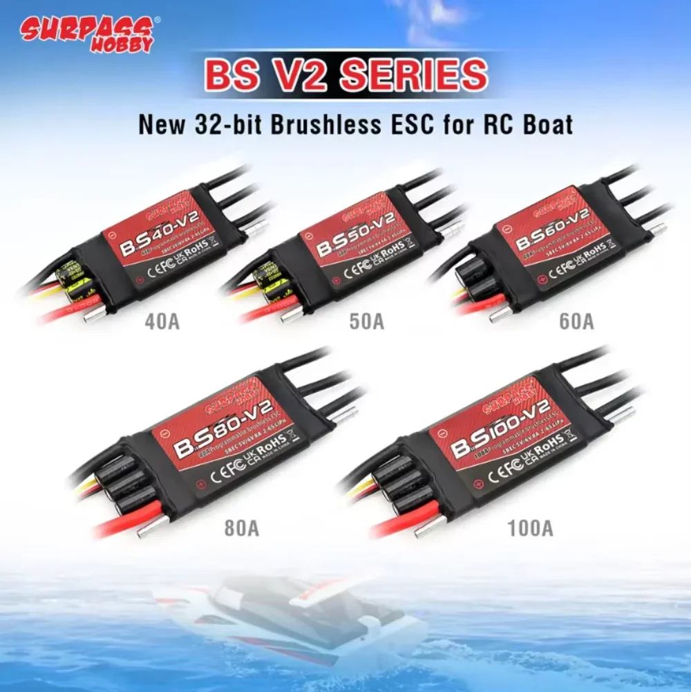 SURPASS HOBBY 2948 2958 2968 3660 3670 방수 모터 (수냉 재킷 포함) & 40A 50A 60A 80A 100A 브러시리스 ESC (RC 보트용)