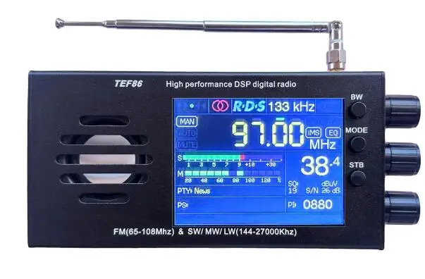 New TEF6686 FM(65-108Mhz)&SW/MW/LW(144-27000Khz) DSP Radio Receiver  RDS With Battery