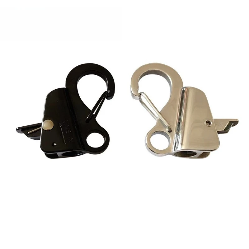 

316 stainless steel black-plated boat anchor hook,quick rope spring hook for yacht and marine adjustable line length sliding