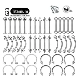 5Pcs Implant Grade F136 Titanium Gothic Spike Labret Tragus Helix Bar Lip Bar Rings Stud Cartilage Ear Piercings Body Jewelry