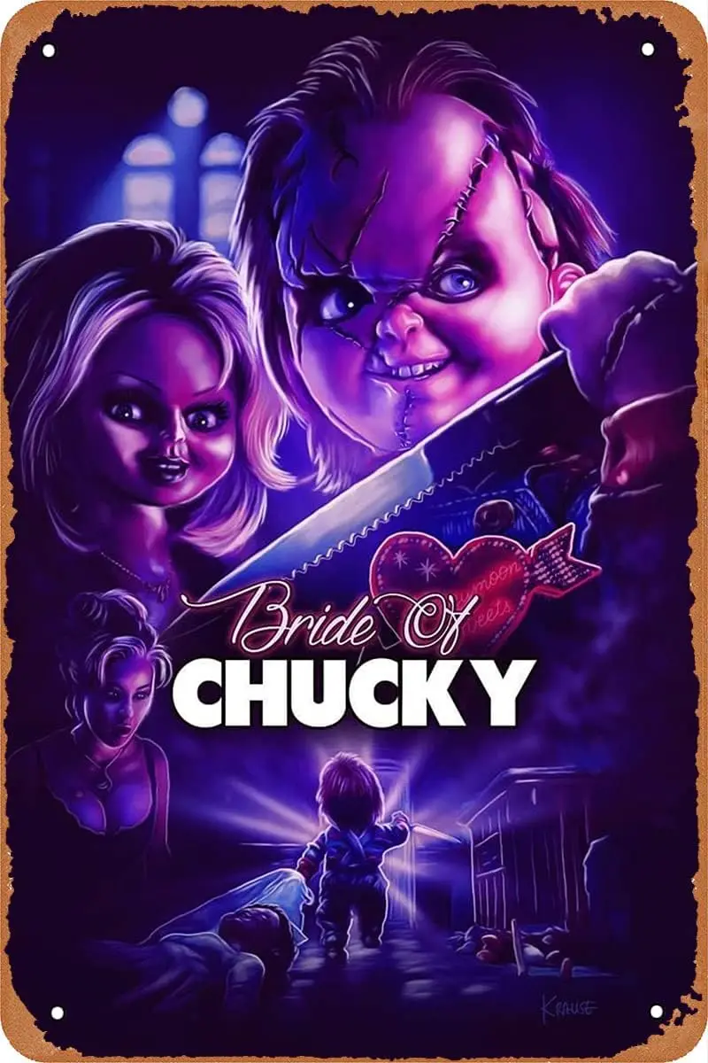 Vintage Metal Tin Sign Bride of Chucky Horror Movie Poster for Bar,Pub,Home,Coffee,Restaurants,Cafes,Wall Decor Metal Plaque Pos