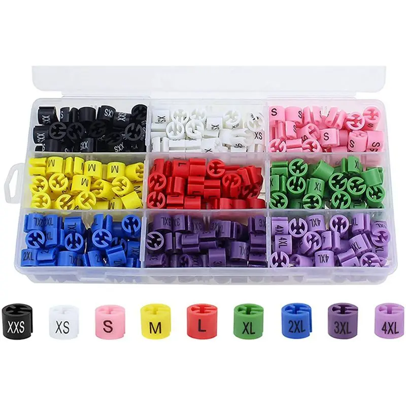 

Practical-870 Pcs Snap Retail Clothes Hanger Size Markers Garment Tags Xxs To 4Xl Size Coding Colored Dividers Hanger Sign Buckl