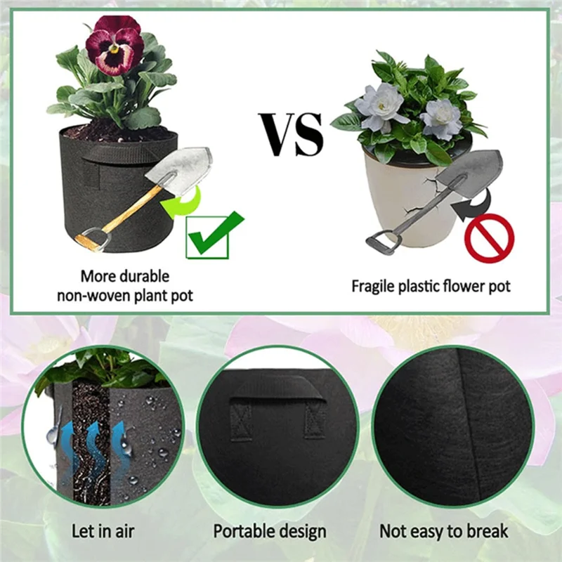 VELIF-8Pack Lily Plant Pots For Pond, Thickened Nonwoven Plant Fabric Pots With Handles,Durables Breathe Reusable Plant Bags