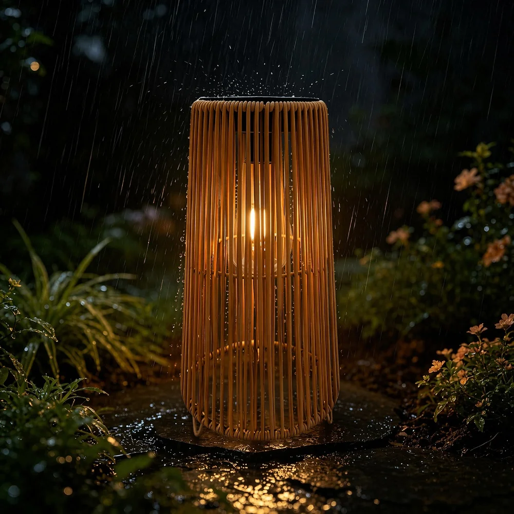 Solar Rattan Garden Lamp Outdoor Waterproof Courtyard Light Rattan Woven Solar Lights for Yard Garden Patio Pathway Lawn Decor