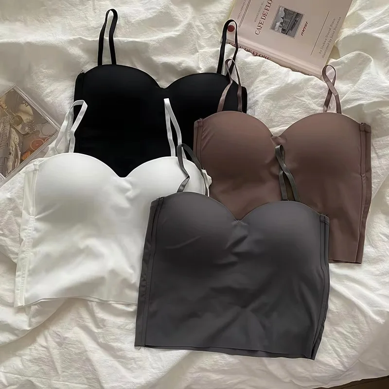 Heiße Mädchen Dünne Abschnitt Doppel Straps Einfarbig Hosenträger Innen Sport Weste Sexy Oberbekleidung Boden Schlanke Frauen Crop Tops Bh – Detail 2
