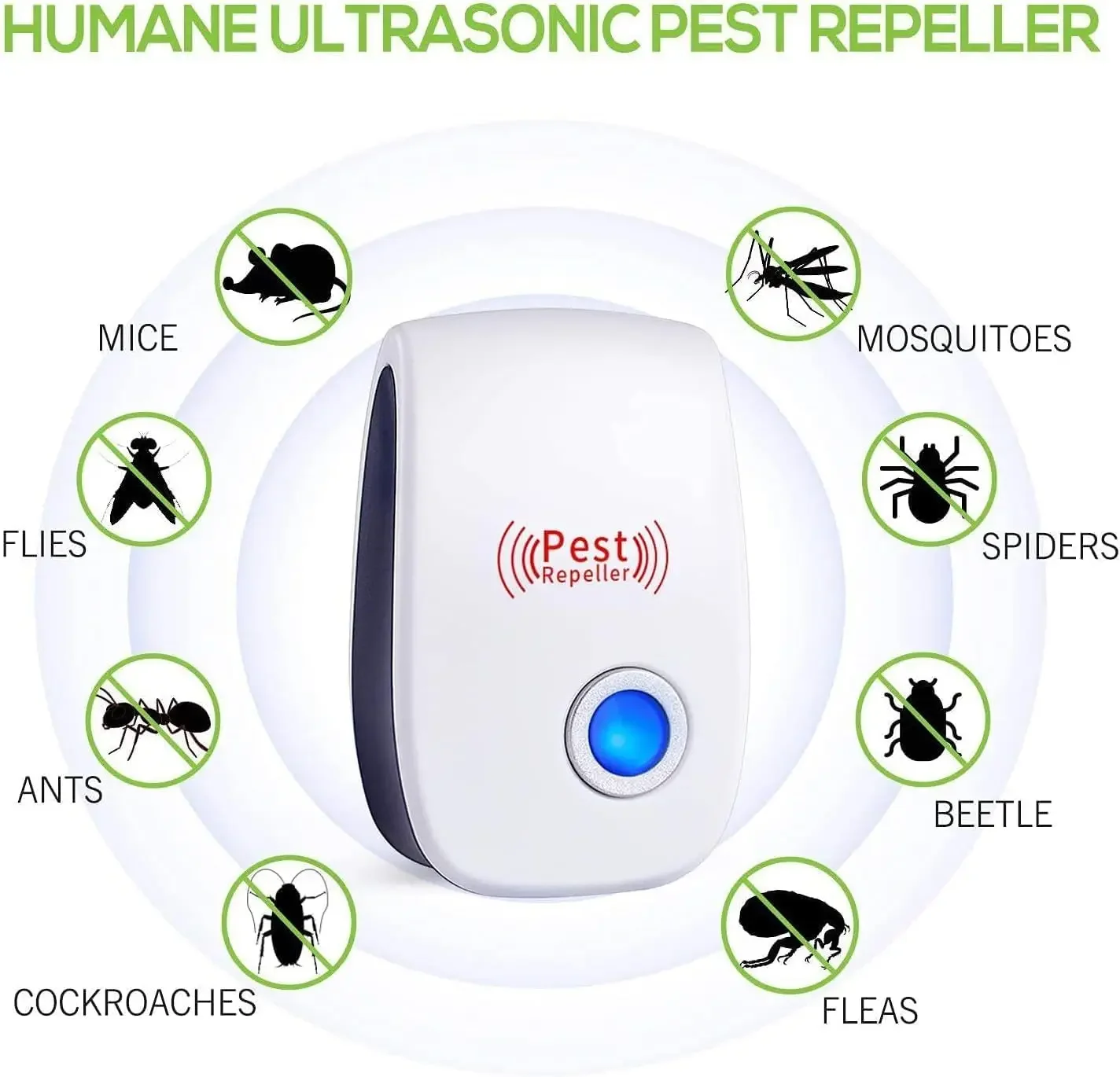 1pc repelente de pragas ultrassônico plug in repelente de pragas interior para pulgas insetos mosquitos ratos ratos aranhas formigas baratas insetos