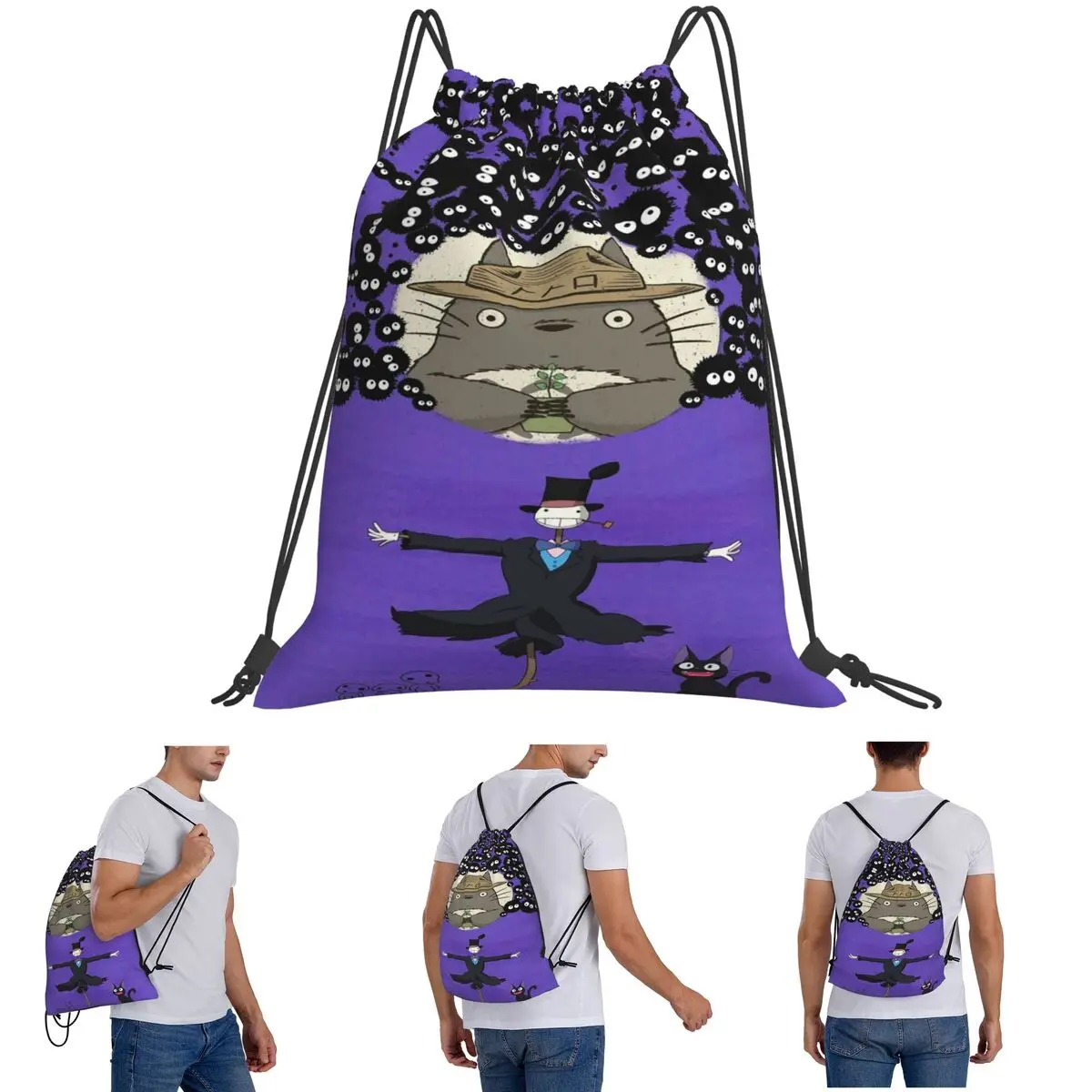 

Рюкзаки Soot Studio Ghibli, повседневные портативные сумки на шнурке, сумка для хранения, сумки для книг для студентов-путешествий