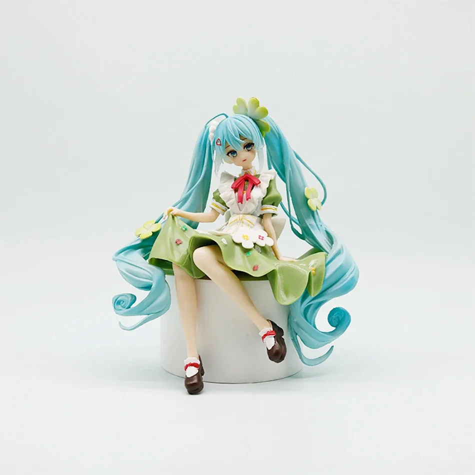 Figura de Anime de 14cm, tapón de fideos Hatsune Miku, figura de acción de Hada de hierba de la suerte, modelo de colección de PVC, juguetes de adorno, regalos