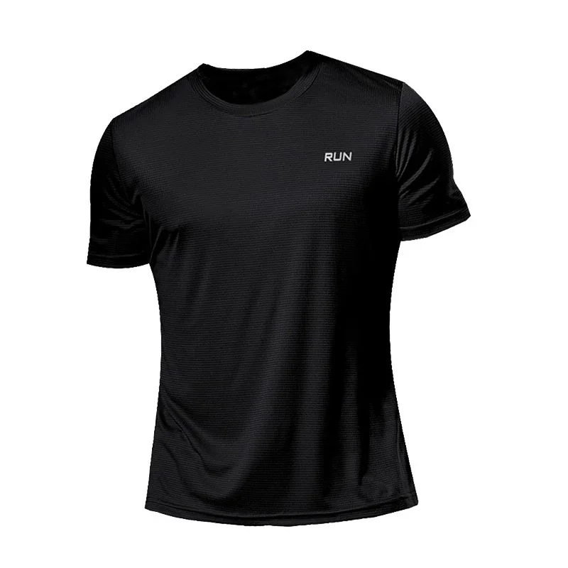 1pc Men\'s Summer Sports T-shirt Ice Silk Loose Quick-drying Fitness Half-sleeved Top Casual Cool Breathable Short-sleeved