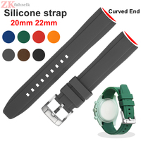 20mm Curved End Watchband for Rolex Silicone Strap for Seiko 22mm Rubber Strap for Citizen Tissot Sport Wristband Universal Belt