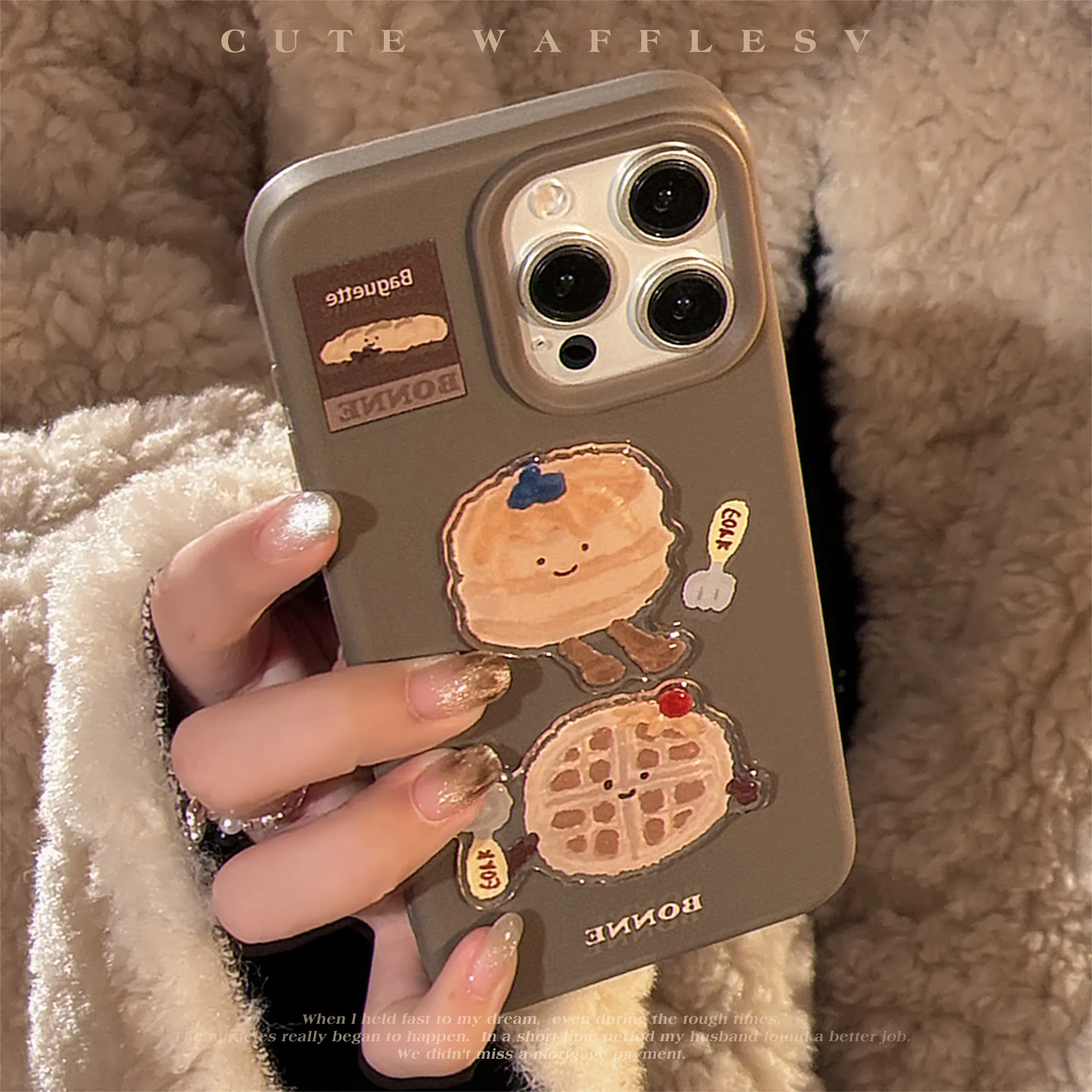 

Cute Waffles Brown Mobile Phone Case For iPhone16PRO/15promax Phone Case 3D Cartoon For iphone12/14