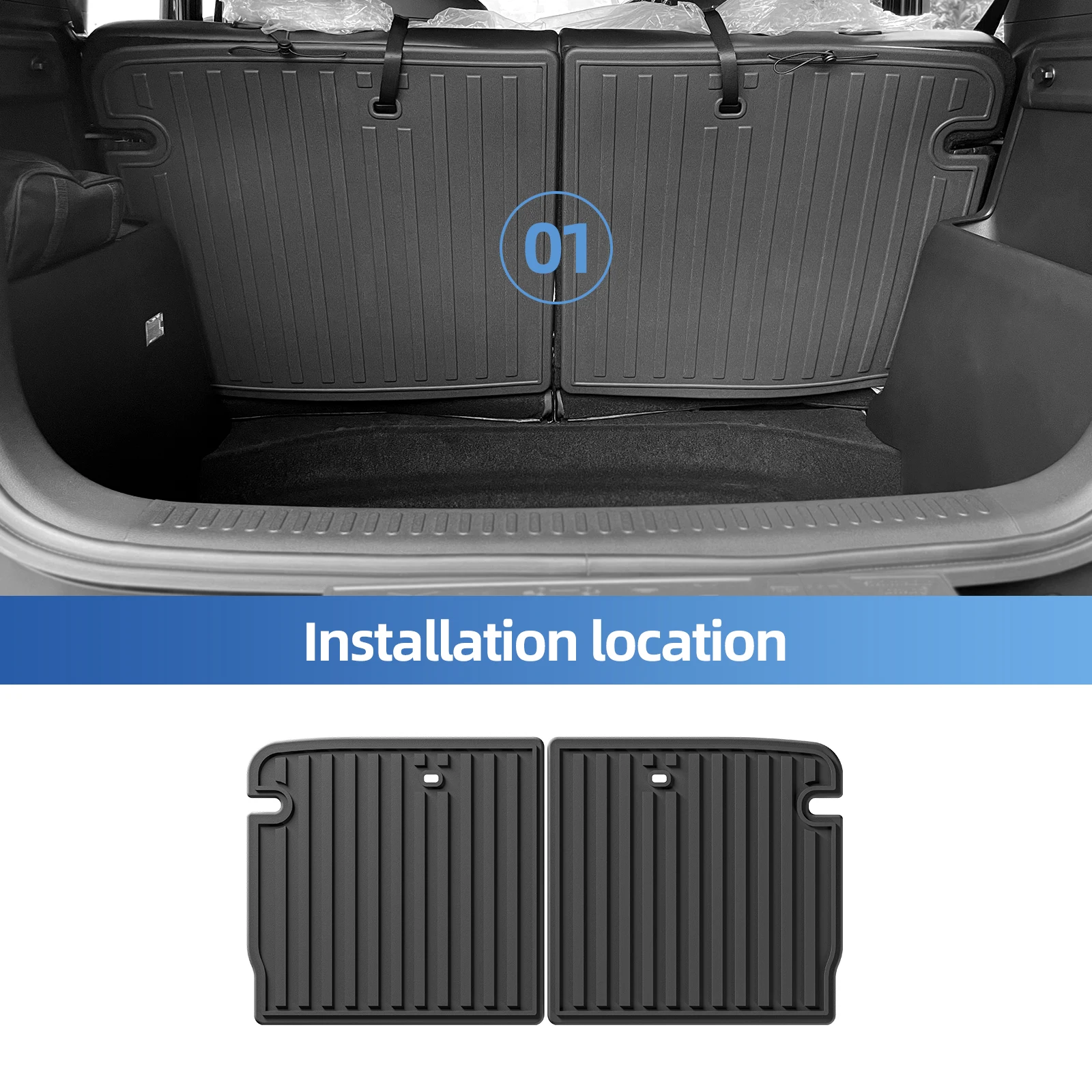 LUCKEASY Left Drive for Chevrolet Spark EUV Baojun Yep Plus 2025 2026 TPE 3D Car Floor Mats Cargo Liner Lower Trunk Pad Black