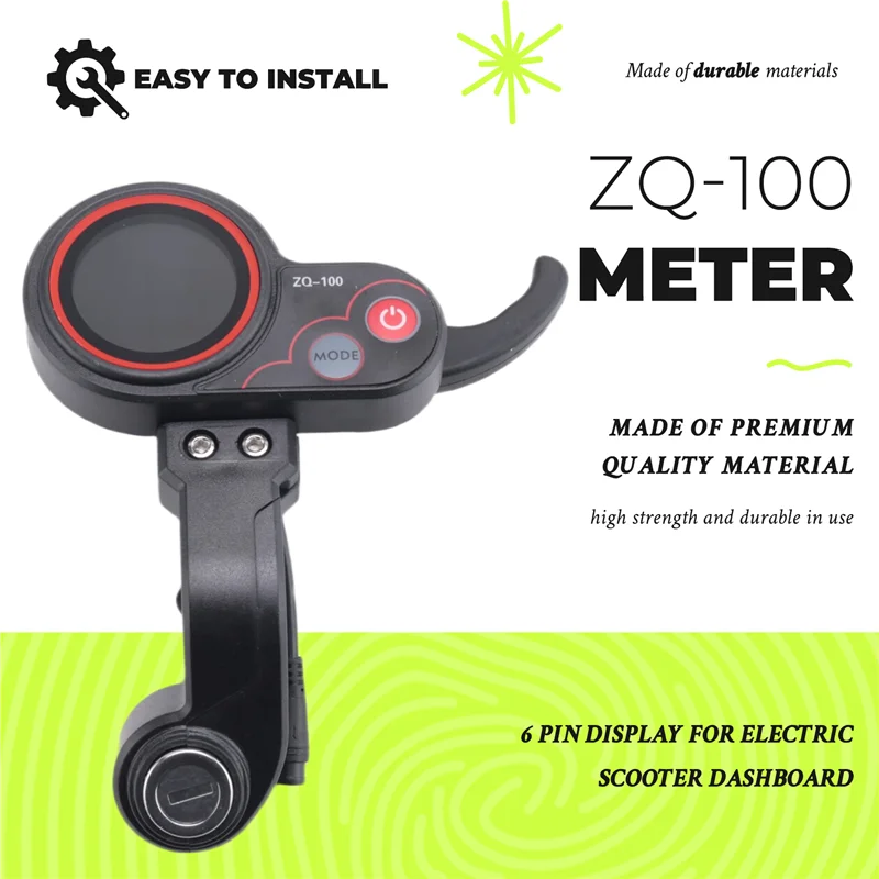 

ABVL-ZQ-100 Mileage Meter With Key Speed Adjustable Electric Scooter Meter 6 Pin Display For Electric Scooter Dashboard