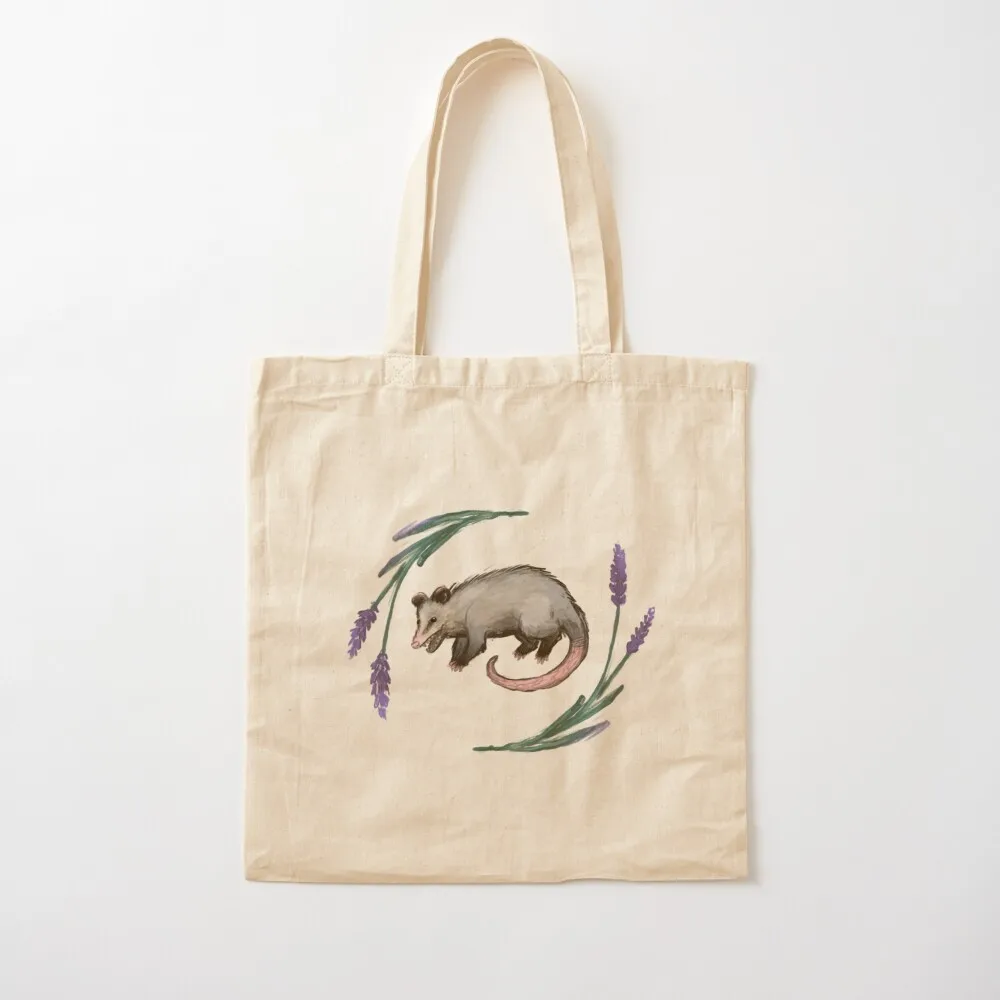 Lavender Opossum Tote Bag Lady bag handbag custom fabric bag canvas shopping Canvas Tote