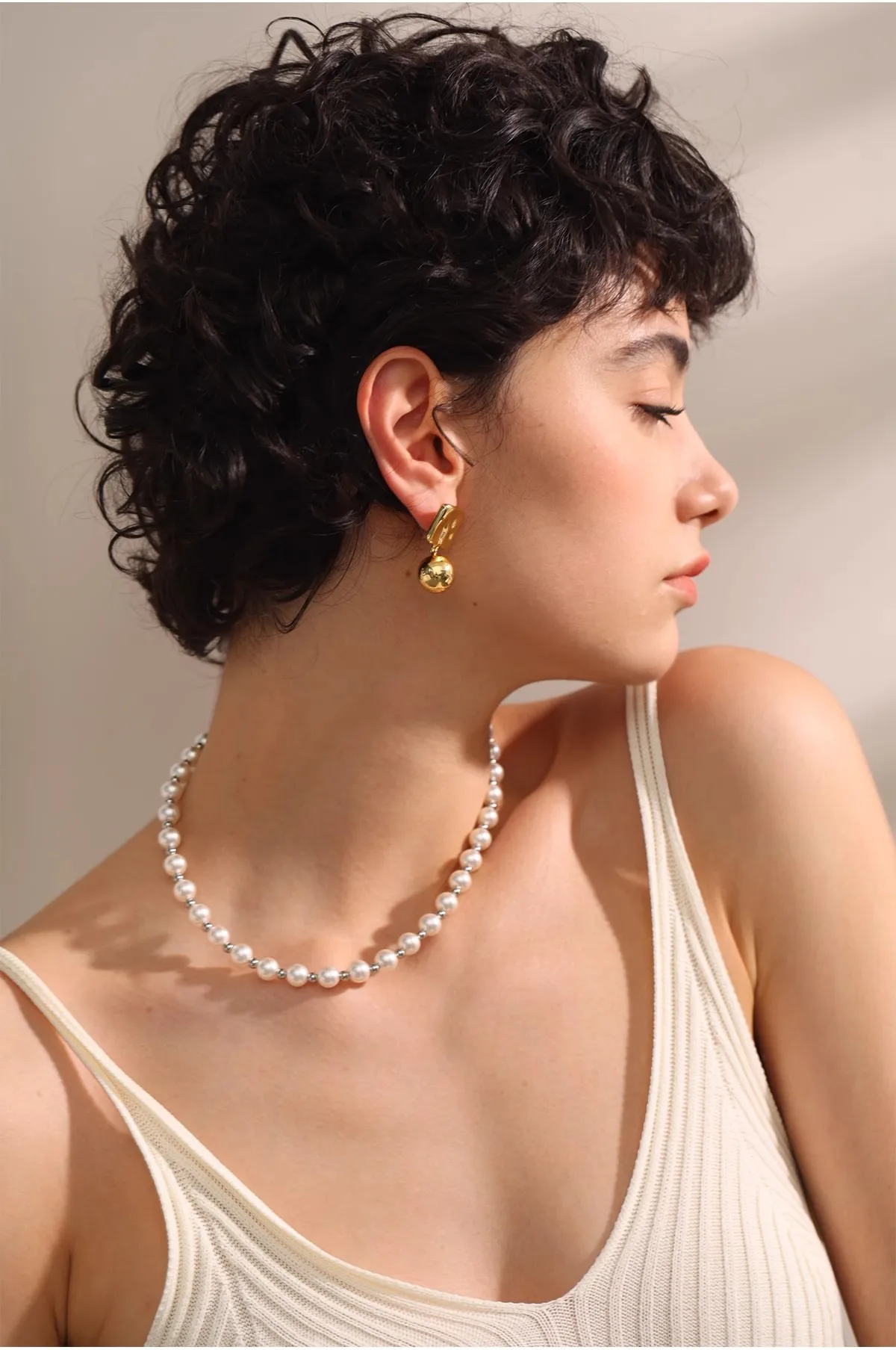 Brass With 18K Gold Ball Drop Earrings Women Jewelry Punk Party Gown  Runway Korean Japan INS Boho Top