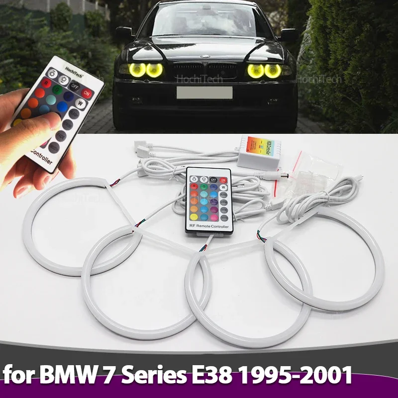 16-Color RGB Cotton Light Ring Led Angel Eyes Remote Control for BMW 7 Series E38 740i 740iL 750i 750iL 730d 740d 728i 1995-2001