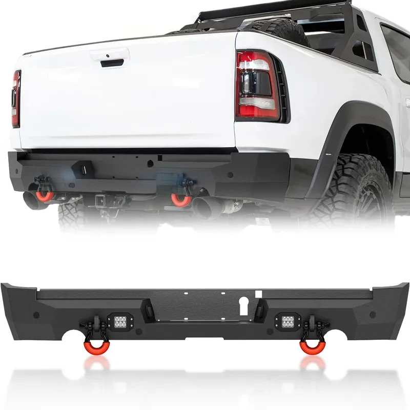 Hot Selling Rear Step Bumper with 18W  Lights, Sensor Holes & License Plate Lights, Offroad Exterior Accessories