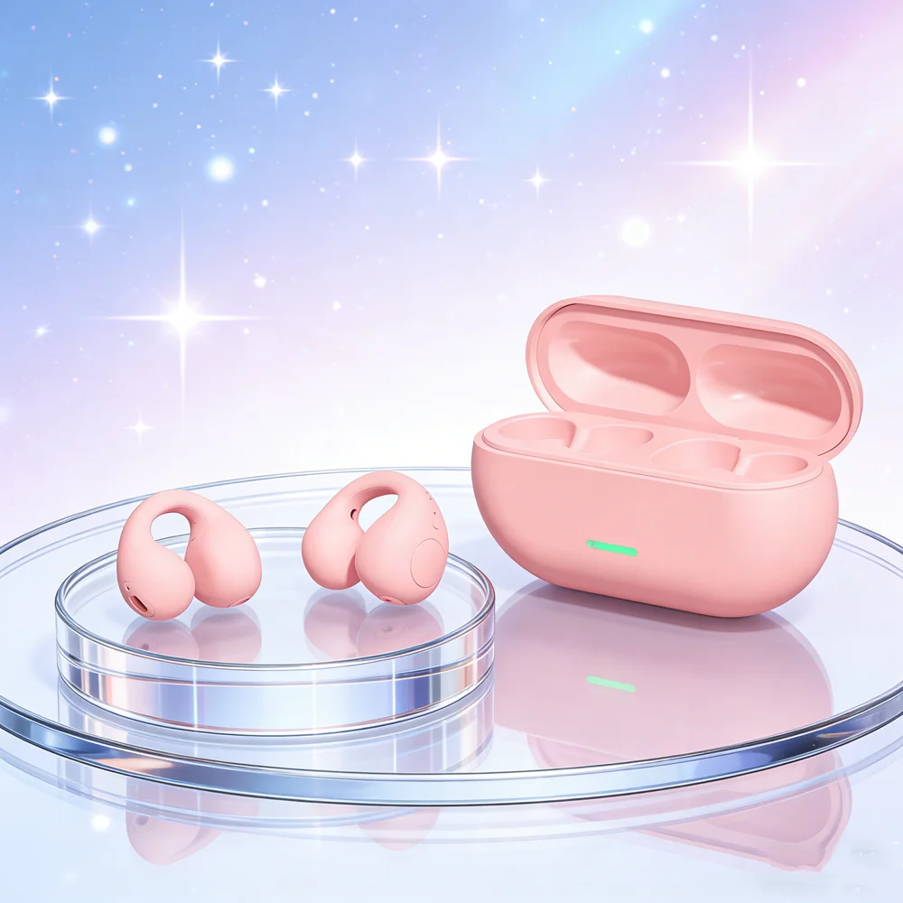 Bluetooth Headset 5.3 Wireless Air Conduction Headphones Clip Ear Music Noise Canceling HD Call Sports Gaming Earphone