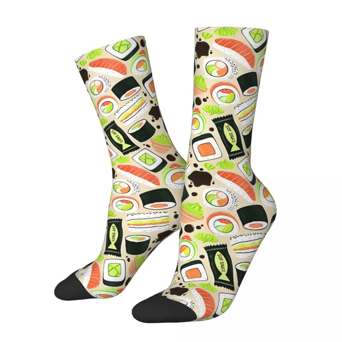 Scrumptious Sushi Cream Sock Printed Man Polyester