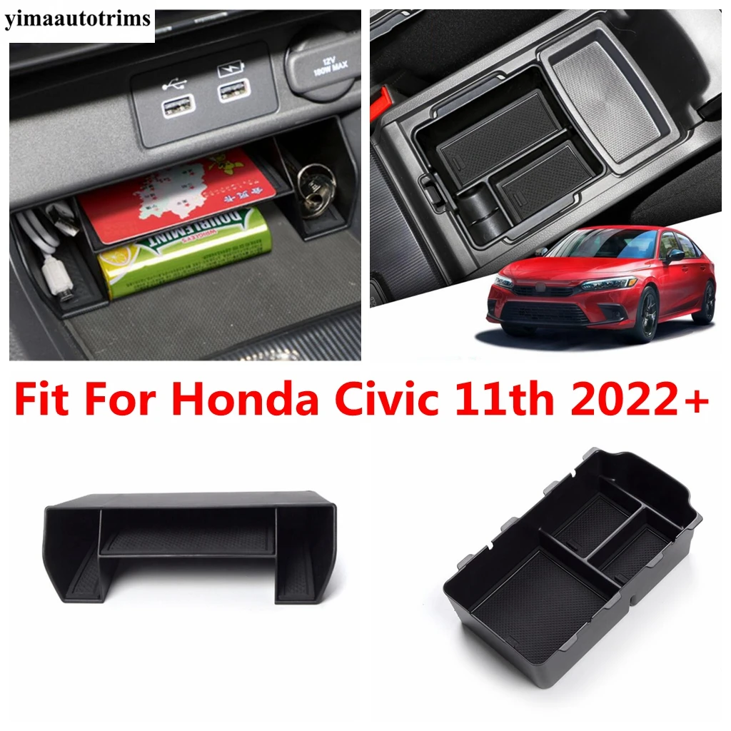 

Car Center Control Armrest Storage Box Container Phone Holder Tray Auto Interior Accessories For Honda Civic 11th 2022 - 2024