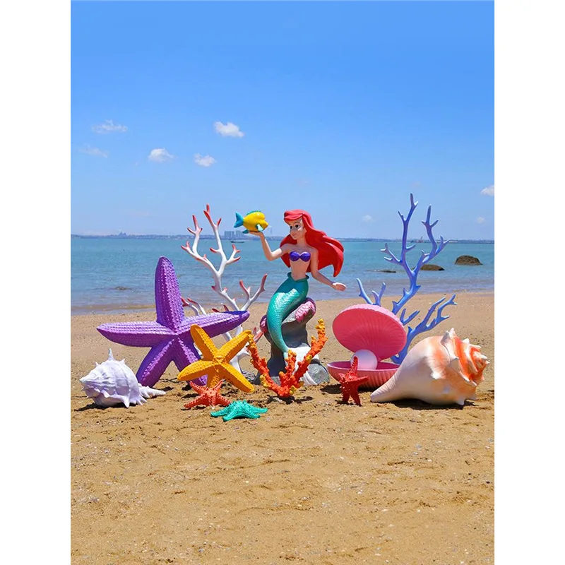 في الهواء الطلق حورية البحر محارة المرجان النحت الألياف الزجاجية حوض السمك الشاطئ