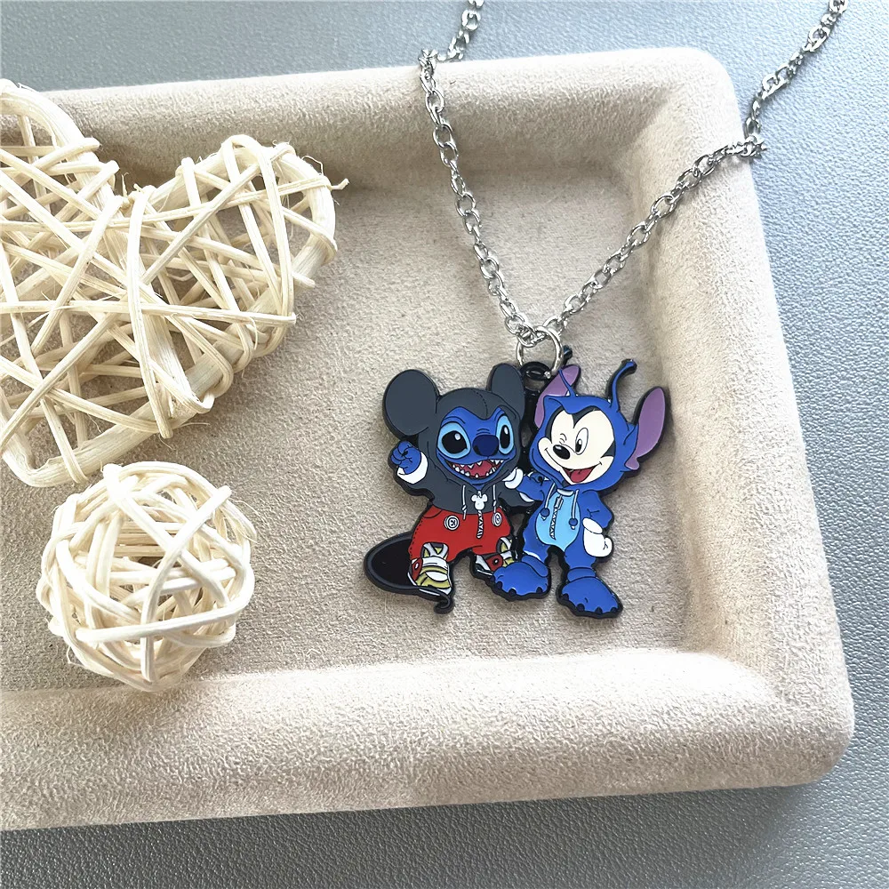 JYYH Disney Cartoon Horror Stitch and Mickey Mouse Friendship Necklace Fashion Festival Gift Creative Pendant Friend