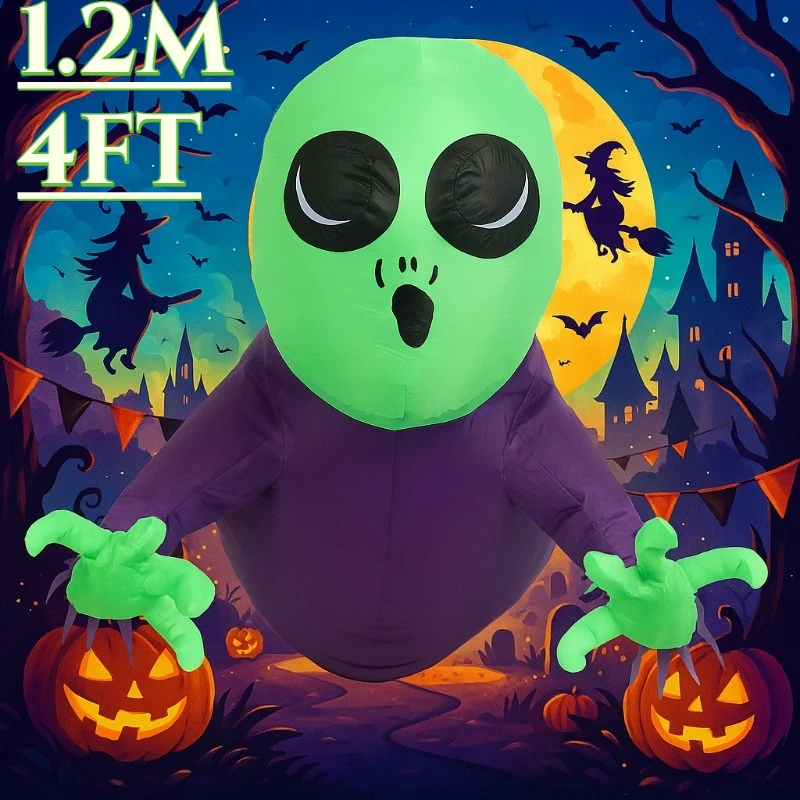 

1.2M Inflatable Toys Climbing Window Halloween Decoration Green Headed Ghost LED Light Outdoor Courtyard Garden Terrifying Model