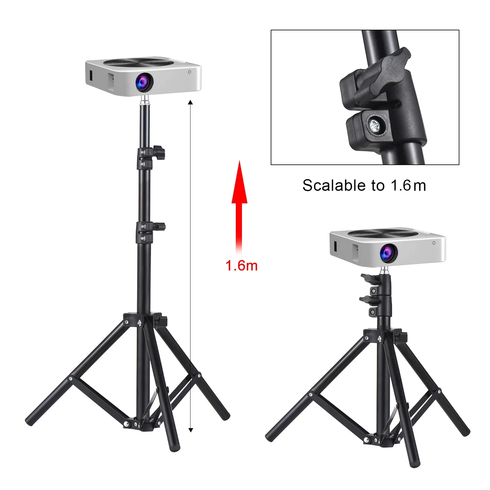 Universal Projector Tripod Stand Stretchable Projector Bracket Aluminum Alloy Portable Holder Adjustable Height for LCD Project - view 4