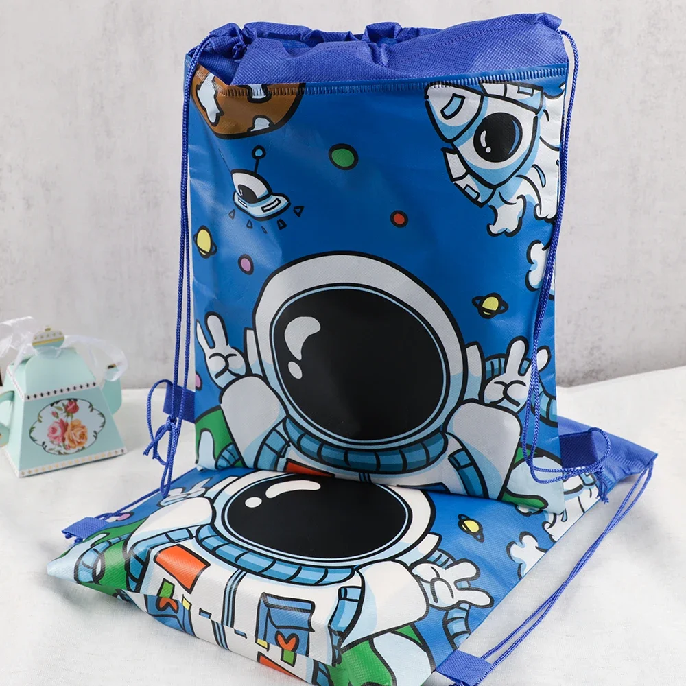 

4Pc Cartoon Astronaut Theme Party Drawstring Bags School Backpack Storage Bag for Kids Birthday Party Favors Back To School Gift