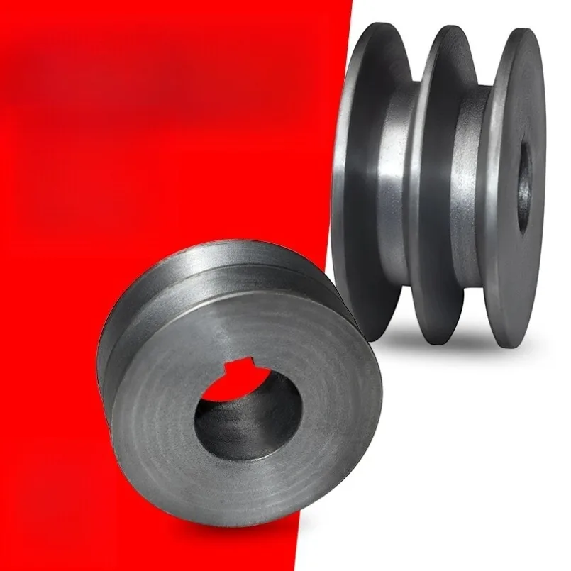 1PC Cast Iron V-Belt pulley B Type Double Slot Pulley Motor Pulley Material Dia 60mm 70mm 80mm90mm100mm Power Tool Accessories