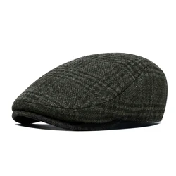 JANGOUL Newsboy Caps Men Wool Blend Flat Cap Winter Warm Hat Driving Hats Gastby Ivy Caps for Male Vintage British Beret