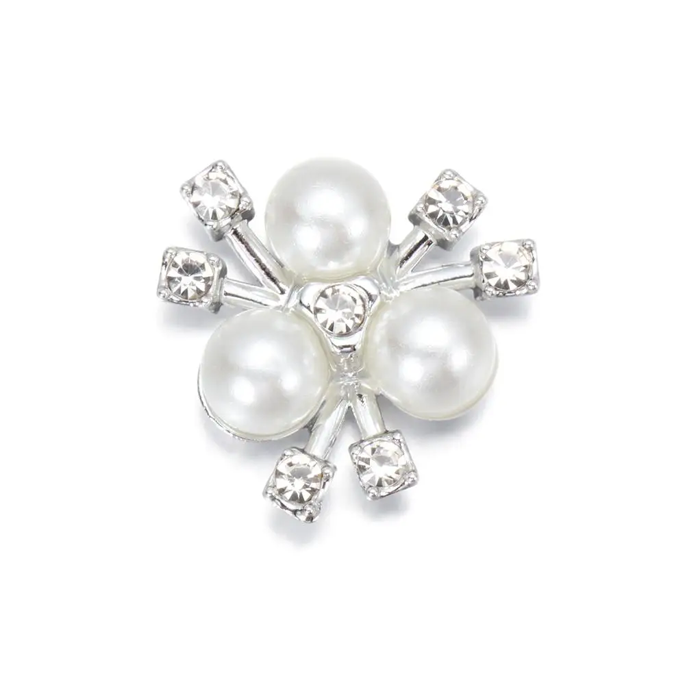 10PCS Apparel Sewing Flower-shaped Hat Accessories Pearl Hairpins Rhinestone Buttons Pearl Button Headwear Clip