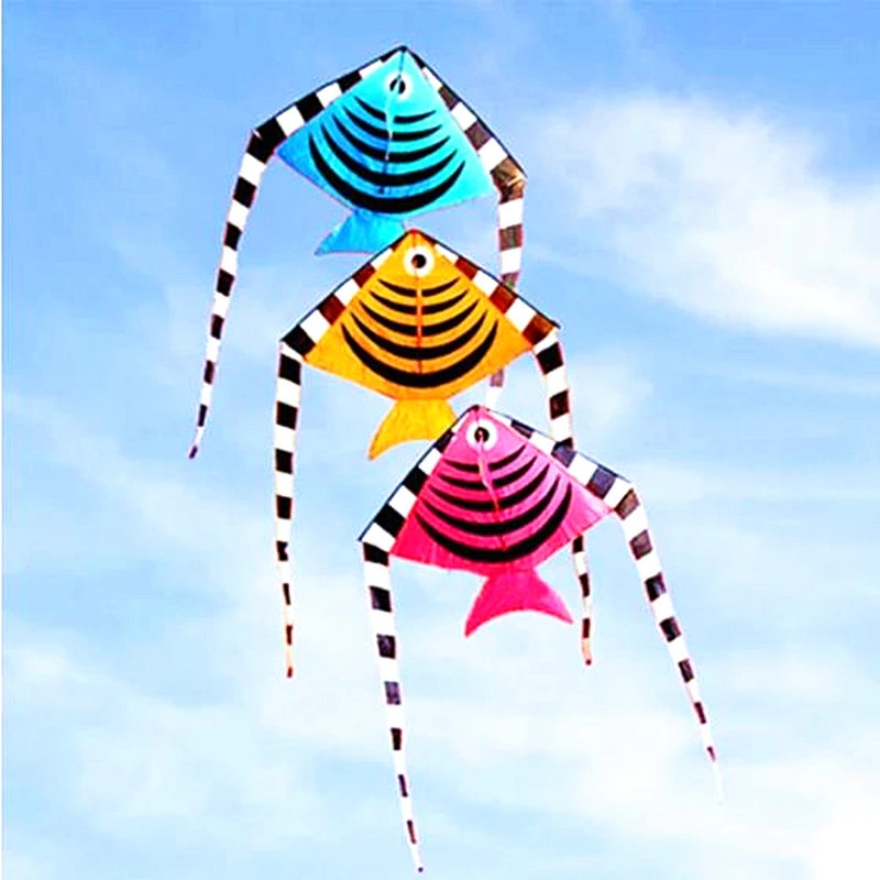 free shipping 5pcs/lot fish kites handle line kites flying outdoor toys for child weifang kaixuan kite outside fun flying parrot