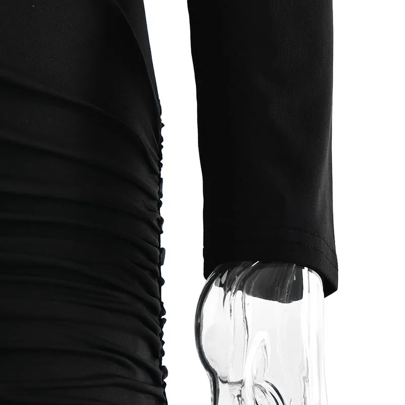ZHIO Neues Kleid mit schrägem Kragen und langen Ärmeln, sexy schulterfreies Maxikleid mit seitlichem Schlitz, elegantes rückenfreies enges langes Clubkleid für Damen – Detail 16