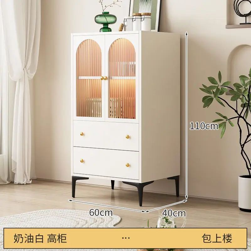 Side cabinet French modern simple integrated bucket cabinet against the wall storage locker light luxury kitchen cabinet tea