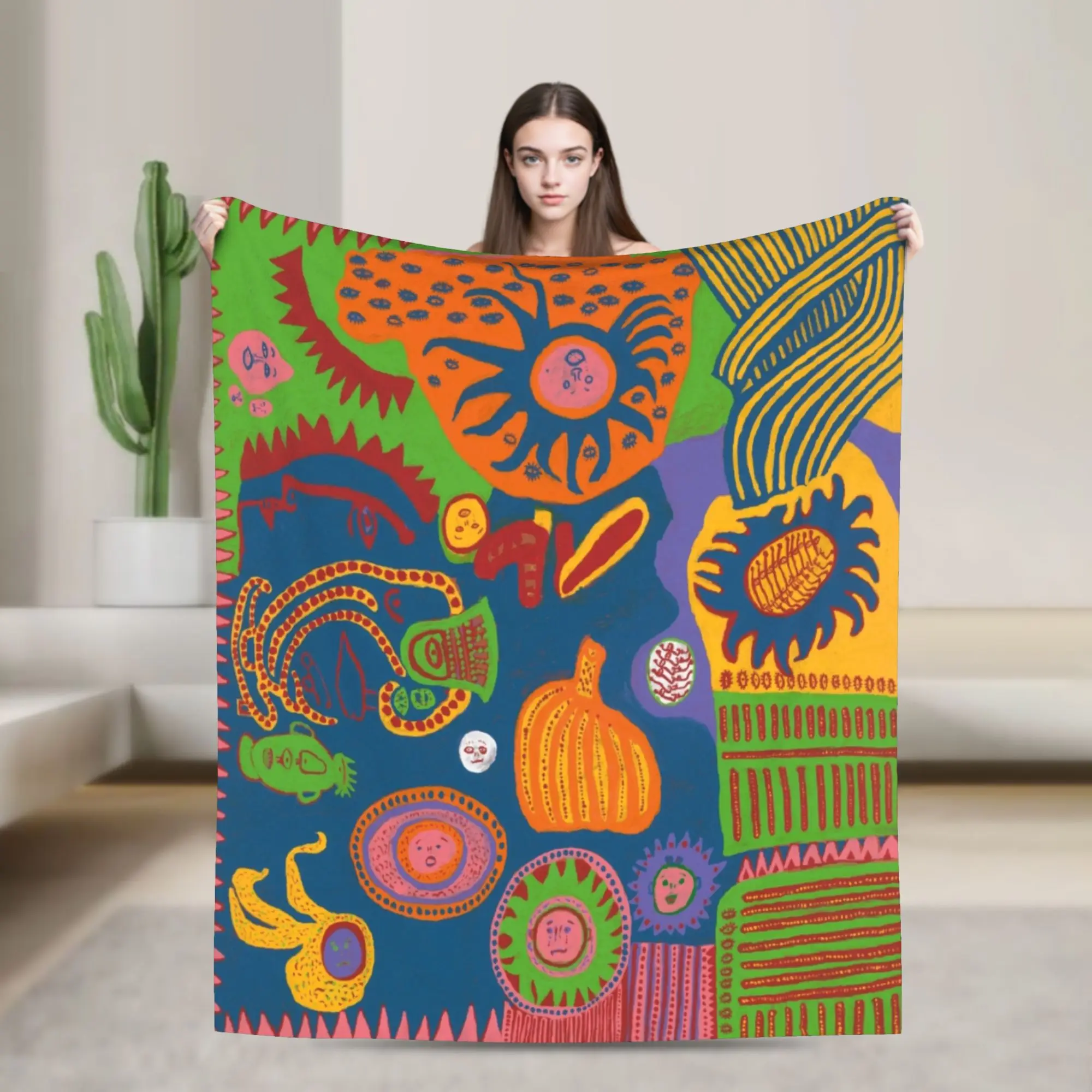 Pumpkin Abstract Yayoi Kusama Blankets Abstract Polka RIP Flannel Throw Blanket Summer Air Conditioning Decoration Bedspreads