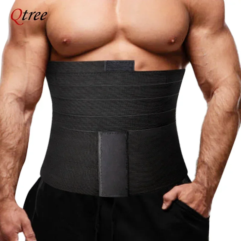 Men Body Shaper Snatch Me Up Bandage Wrap Waist Trainer Corset Trimmer Belt Compression Bands Weight Loss Slimming Shapewear