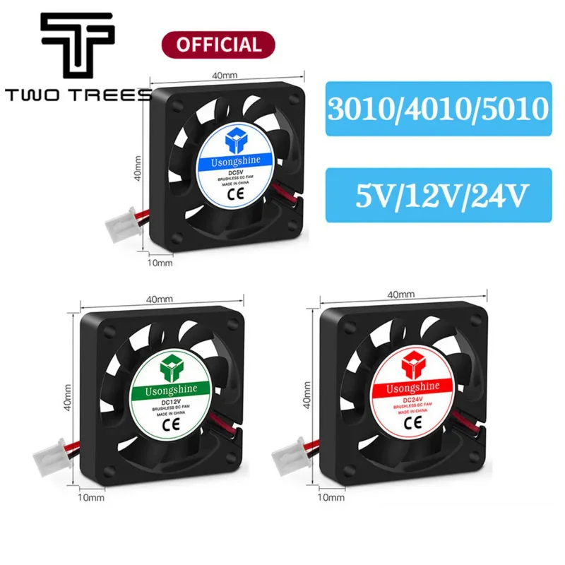 3D Printer Cooling 3010 4010 5010 4020 DC 5/12/24V Brushless Cooler For Heatsink Cooler Cooling Radiator 2 Pin Fans