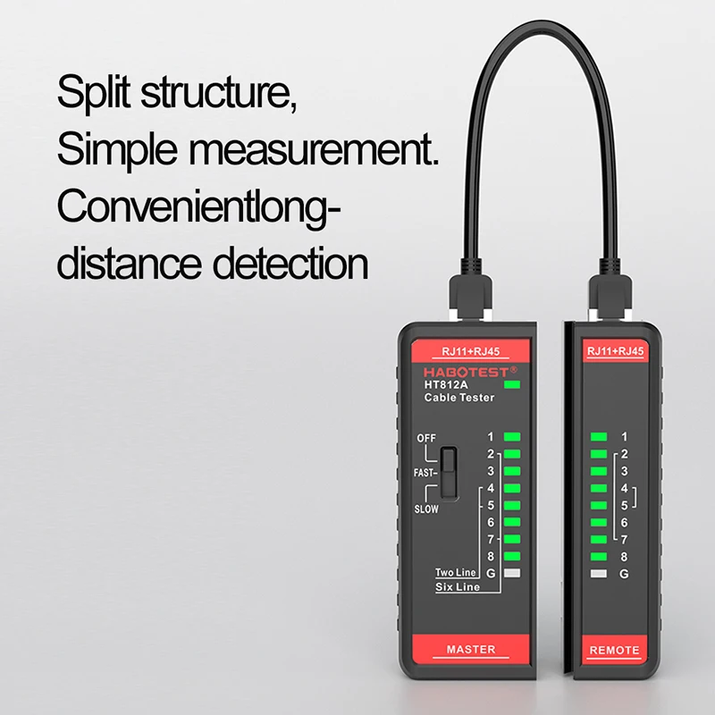 HT812A RJ45 RJ11 Tester per cavi di rete cavo LAN portatile cavo di rete linea telefonica misura rilevatore Tester Online di rete