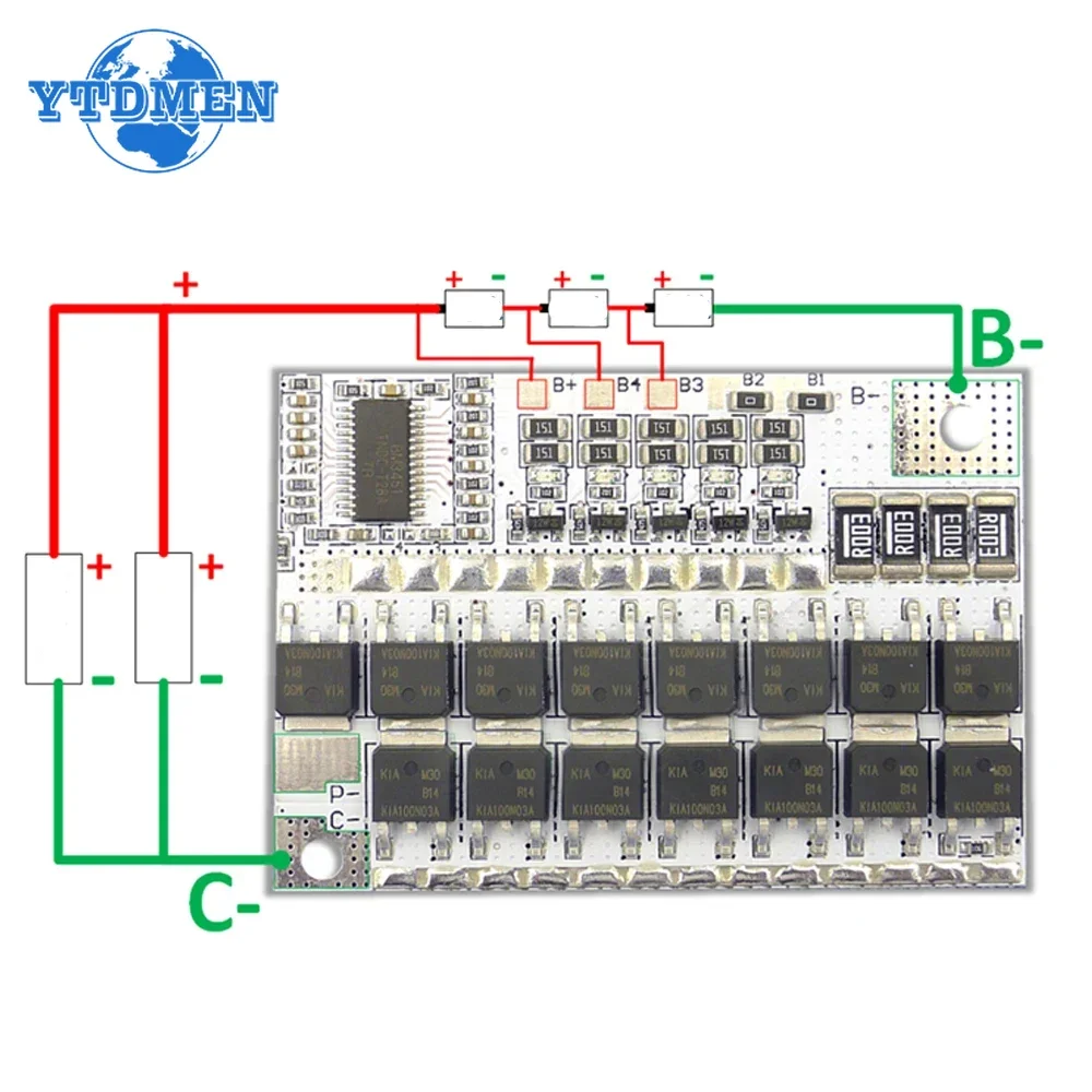 3s/4s/5s Bms 3.2V 3.7V 100A Li-ion LMO Ternary Lithium Battery Protection Circuit Board Li-polymer Balance Charging Module 12V