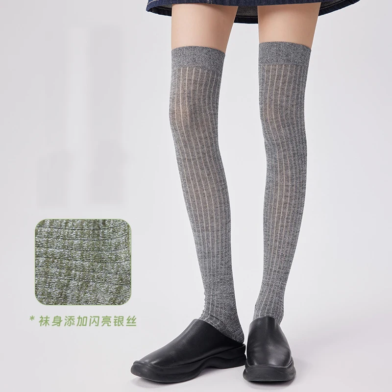 

Fashion Vertical Stripes Thin Breathable Hottie Sexy Over Knee Socks Cotton Casual Long Tube Thigh High Stockings Wholesale