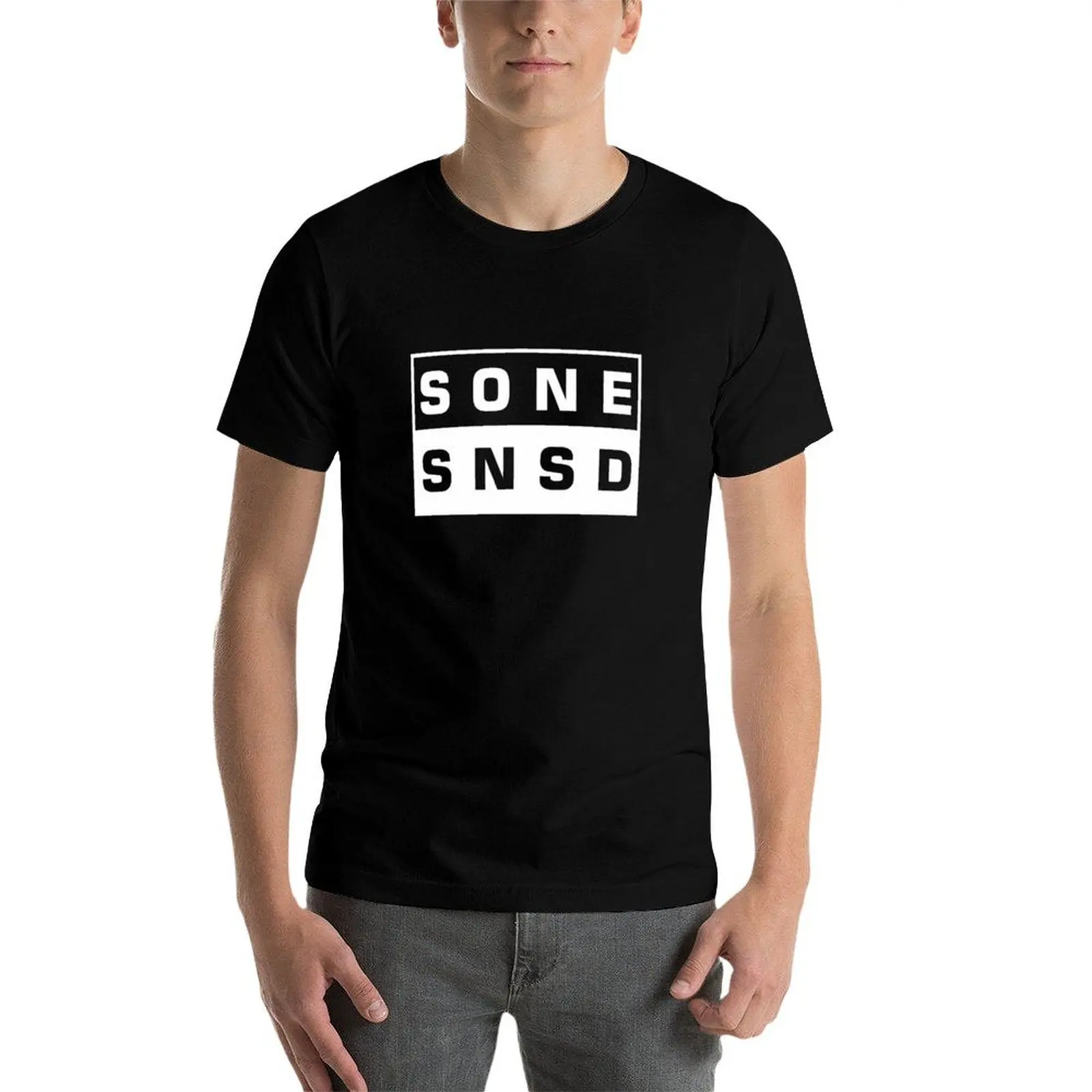 SONE - تي شيرت SNSD تي شيرت رجالي برسوم جرافيك تي شيرت رجالي من القطن الثقيل