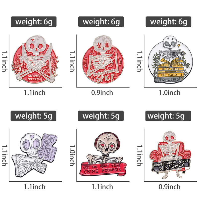 Красные Эмалевые заколки в стиле панк с скелетом, на заказ, спросите меня о подкасте, броши, значки на лацкан, панк, готика, ювелирные изделия, подарок для друзей