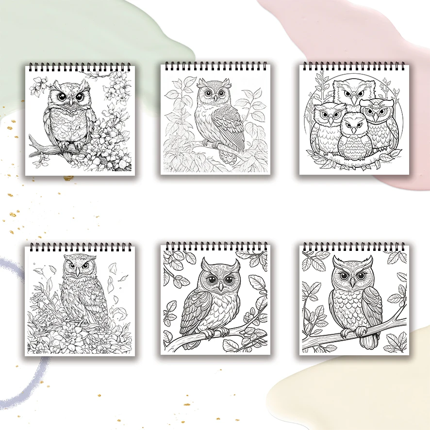 Owl Adult Coloring Book 22 Pages 8.27x8.27 Inch Perfect Gift for Stress Relief