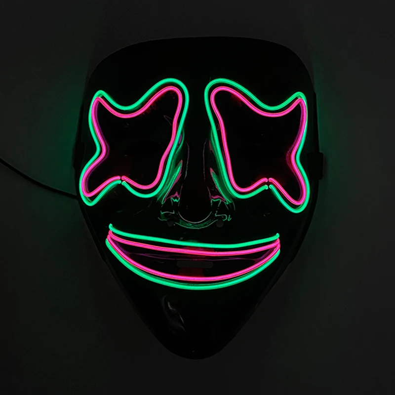 Modna świecąca maska ​​Marshmallow rozświetlająca maska ​​z uśmiechem świecąca straszna maska ​​Halloween tusz do rzęs dla dorosłych dzieci przebranie na karnawał rekwizyty