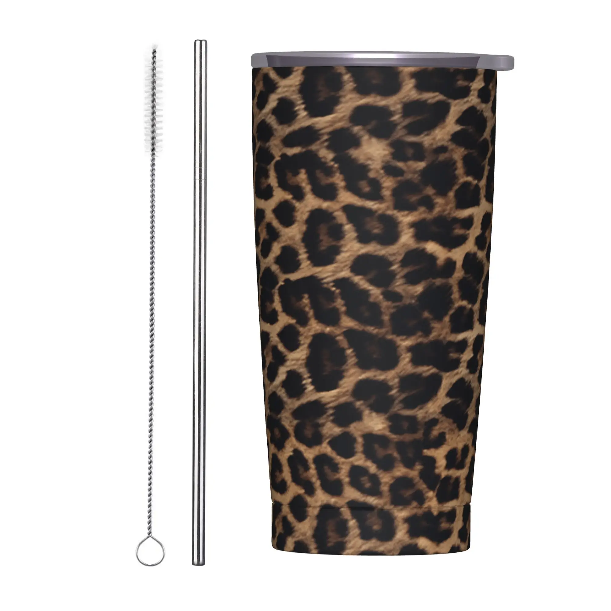 Stainless Steel Tumbler Wild Leopard Print Thermal Mug  Portable Hot Drinks Driving Car Mugs,