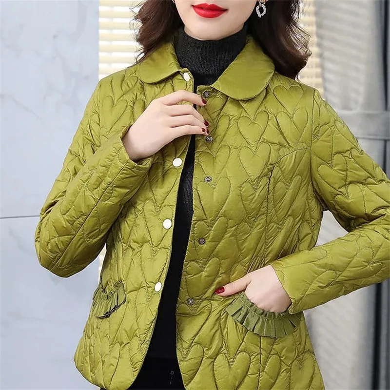 Women Autumn Winter New Short Square Collar Cotton Jacket Fashion Small Figure Cotton Jacket Female Lightweight Down Cotton Coat